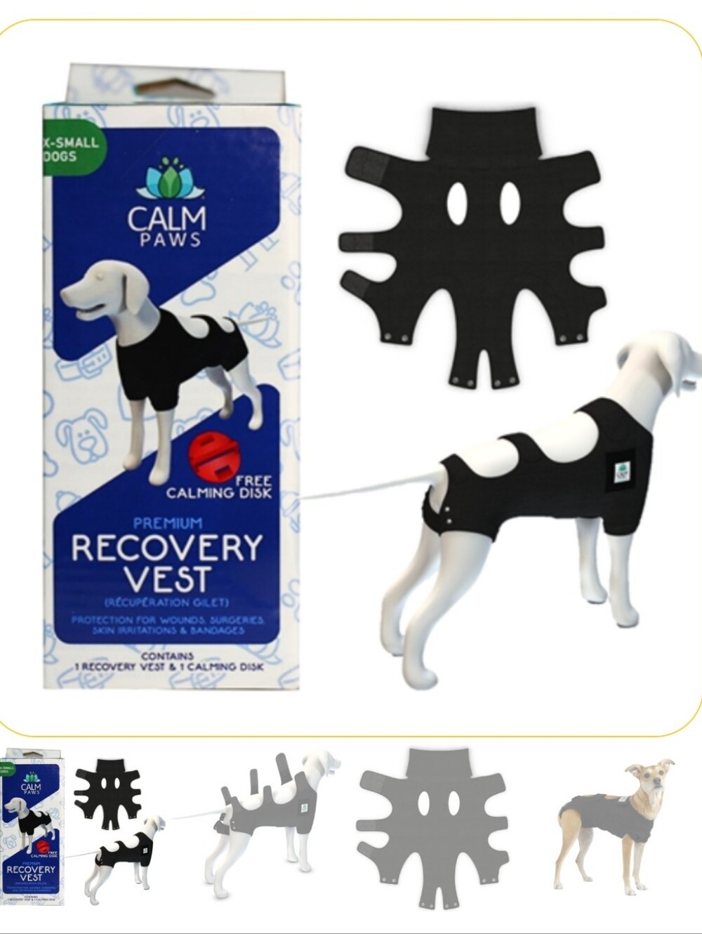 Black Recovery Vest for Dogs - Soothing Post-Surgery Support
